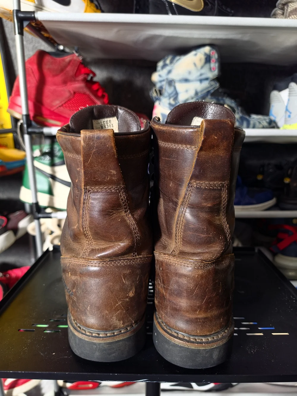 🔥 Justin Boots Brown Leather Lace-Up Work Boots Men Size 10 EE